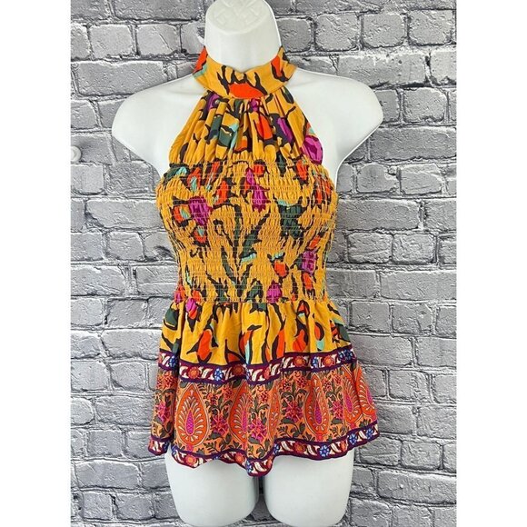 Haute Hippie High Neck Smocked Tank Halter Top Size XS - Picture 1 of 8
